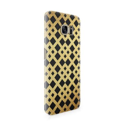 Skal till Samsung Galaxy S7 Edge - Rutmönster - Guld/Svart