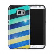 Tough mobilskal till Samsung Galaxy S7 Edge - Striped Colorful Glitter