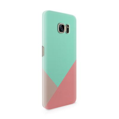 Skal till Samsung Galaxy S7 Edge - Vinklar - Turkos/Rosa