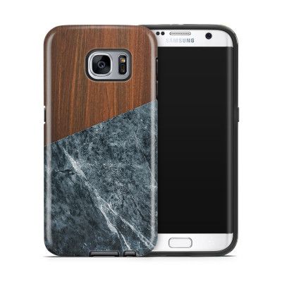 Tough mobilskal till Samsung Galaxy S7 Edge - Wooden Marble Dark B