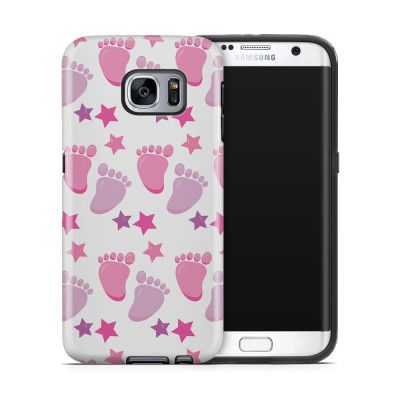 Tough mobilskal till Samsung Galaxy S7 Edge - Babyfötter - Rosa