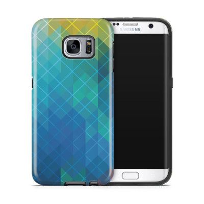 Tough mobilskal till Samsung Galaxy S7 Edge - Blå kvadrater