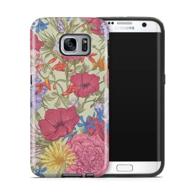 Tough mobilskal till Samsung Galaxy S7 Edge - Blommor - Beige