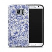 Tough mobilskal till Samsung Galaxy S7 Edge - Blommor - Blå/Vit