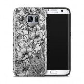 Tough mobilskal till Samsung Galaxy S7 Edge - Blommor - Svart/Vit
