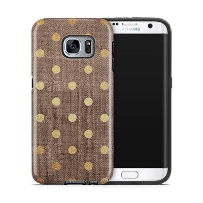 Tough mobilskal till Samsung Galaxy S7 Edge - Canvas Polka - Guld/Brun