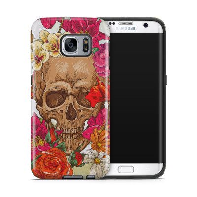 Tough mobilskal till Samsung Galaxy S7 Edge - Dödskalle - Blommor
