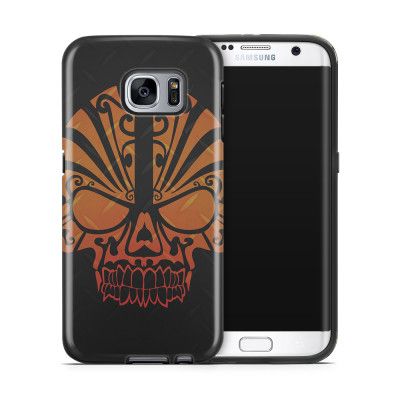 Tough mobilskal till Samsung Galaxy S7 Edge - Dödskalle - Orange
