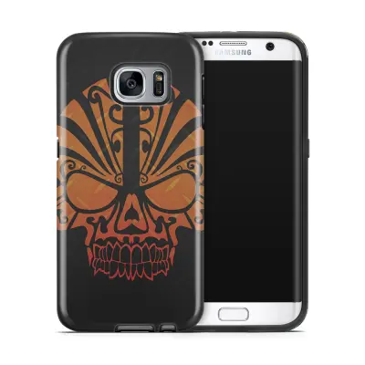 Tough mobilskal till Samsung Galaxy S7 Edge - Dödskalle - Orange