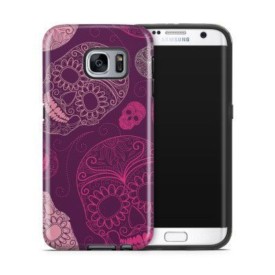 Tough mobilskal till Samsung Galaxy S7 Edge - Glada dödskallar - Lila
