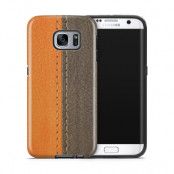 Tough mobilskal till Samsung Galaxy S7 Edge - Läder - Orange/Brun