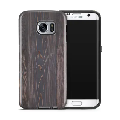 Tough mobilskal till Samsung Galaxy S7 Edge - Mörkbetsat trä