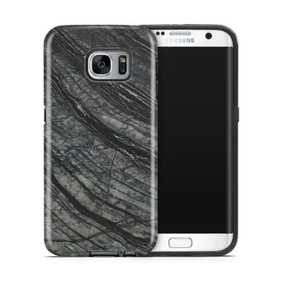 Tough mobilskal till Samsung Galaxy S7 Edge - Marble - Svart/Grå