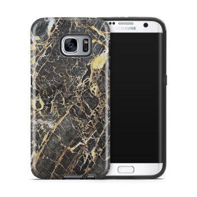 Tough mobilskal till Samsung Galaxy S7 Edge - Marble - Svart/Gul