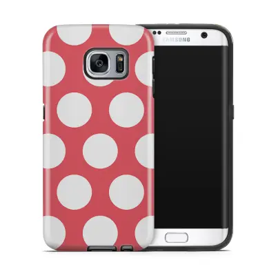 Tough mobilskal till Samsung Galaxy S7 Edge - Polka - Magenta