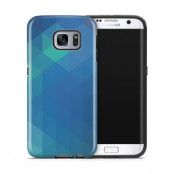 Tough mobilskal till Samsung Galaxy S7 Edge - Polygon - Blå