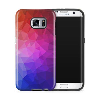 Tough mobilskal till Samsung Galaxy S7 Edge - Polygon - Blå/Lila/Röd