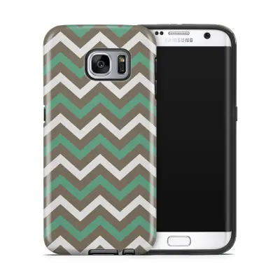 Tough mobilskal till Samsung Galaxy S7 Edge - Ränder - Grön/Brun