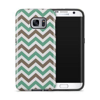 Tough mobilskal till Samsung Galaxy S7 Edge - Ränder - Mint/Brun