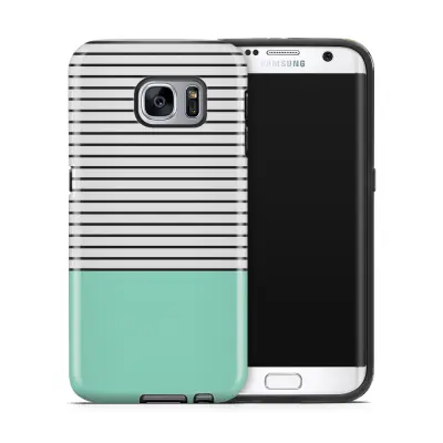 Tough mobilskal till Samsung Galaxy S7 Edge - Ränder - Mint/Svart