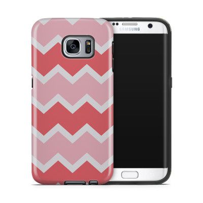 Tough mobilskal till Samsung Galaxy S7 Edge - Retro ränder - Rosa