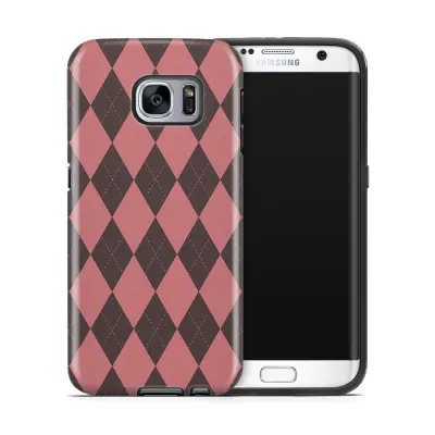 Tough mobilskal till Samsung Galaxy S7 Edge - Rutig - Rosa/Svart
