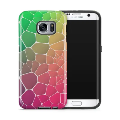 Tough mobilskal till Samsung Galaxy S7 Edge - Skifferstenar - Rosa/Grön
