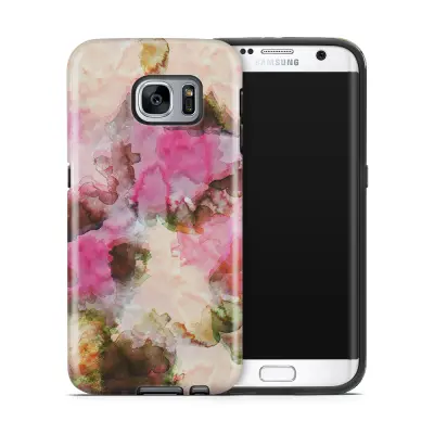 Tough mobilskal till Samsung Galaxy S7 Edge - Vattenfärg - Svart/Ljusrosa