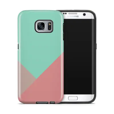 Tough mobilskal till Samsung Galaxy S7 Edge - Vinklar - Turkos/Rosa