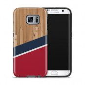 Tough mobilskal till Samsung Galaxy S7 Edge - Wood ränder - Röd