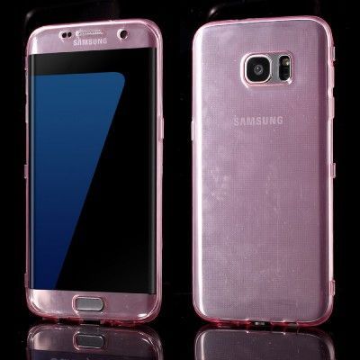 TPU Flip Shell Case till Samsung Galaxy S7 Edge - Ljusrosa