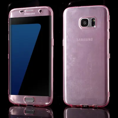 TPU Flip Shell Case till Samsung Galaxy S7 Edge - Ljusrosa