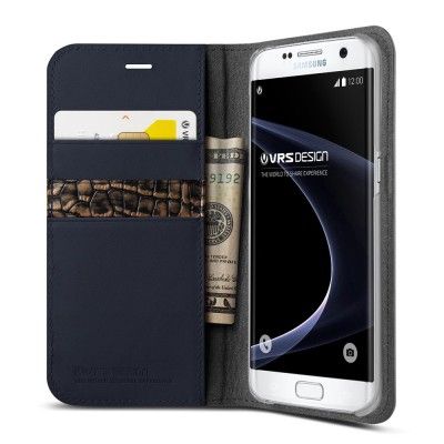 Verus Äkta läder Plånboksfodral till Samsung Galaxy S7 Edge - Blå
