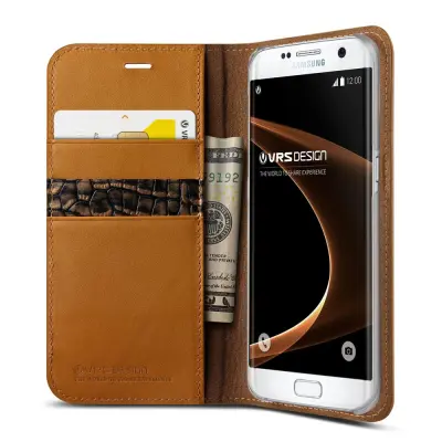 Verus Äkta läder Plånboksfodral till Samsung Galaxy S7 Edge - Brun