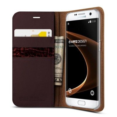 Verus Äkta läder Plånboksfodral till Samsung Galaxy S7 Edge - Wine