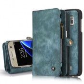 Caseme Retro Plånboksfodral av läder till Samsung Galaxy S7 - Blå