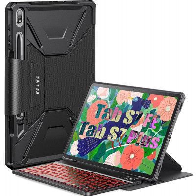 Infiland Galaxy Tab S7 Plus/S8 Plus/S7 FE Fodral med Tangentbord - Svart