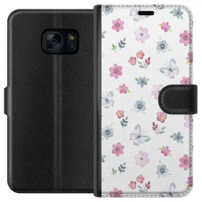 Plånboksfodral till Samsung Galaxy S7 med Blommor och fjärillar