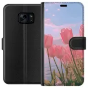 Plånboksfodral till Samsung Galaxy S7 med Rosa Tulpaner