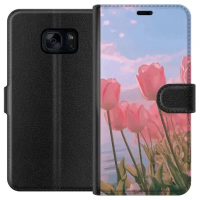 Plånboksfodral till Samsung Galaxy S7 med Rosa Tulpaner