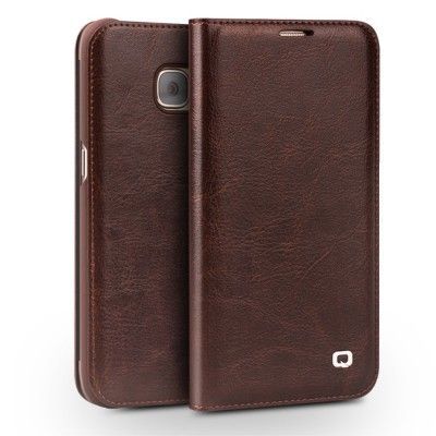 Qialino Äkta läder Plånboksfodral till Samsung Galaxy S7 - Brun