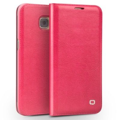 Qialino Äkta läder Plånboksfodral till Samsung Galaxy S7 - Magenta