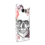 Skal till Samsung Galaxy S7 - Blommig dödskalle - Vit