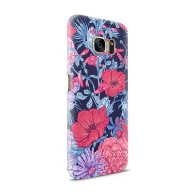 Skal till Samsung Galaxy S7 - Blommor - Svart