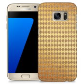 Skal till Samsung Galaxy S7 - Canvas Rutor - Guld/Brun