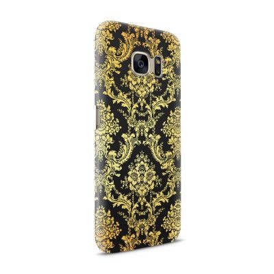 Skal till Samsung Galaxy S7 - Damask - Guld/Svart