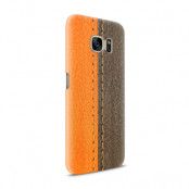 Skal till Samsung Galaxy S7 - Läder - Orange/Brun