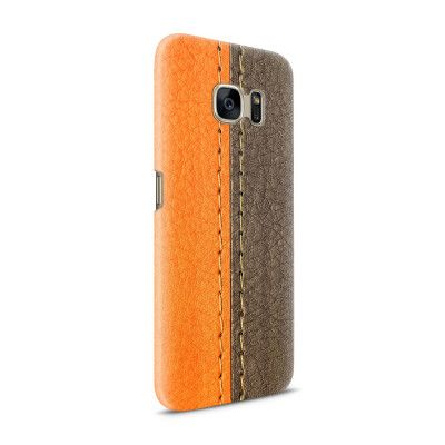 Skal till Samsung Galaxy S7 - Läder - Orange/Brun