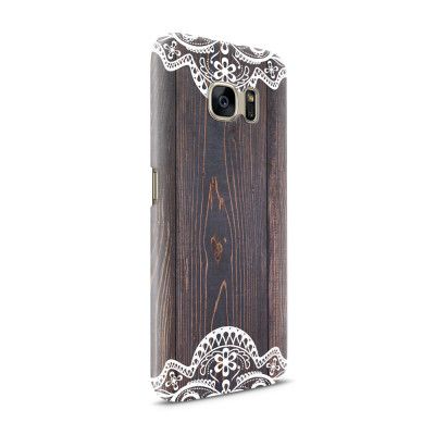 Skal till Samsung Galaxy S7 - Mörkt trä med spetsmönster