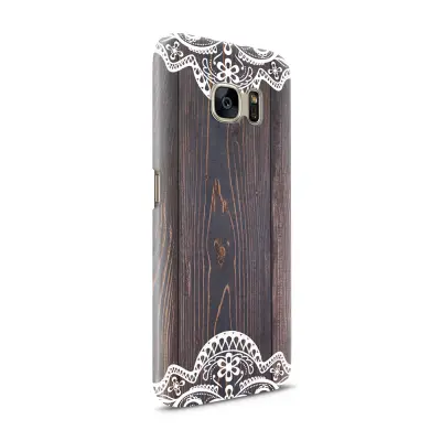 Skal till Samsung Galaxy S7 - Mörkt trä med spetsmönster